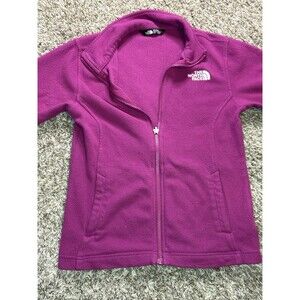 The North Face Girls TKA 100 Glacier Full Zip Fleece Jacket Fuchsia Purple Med